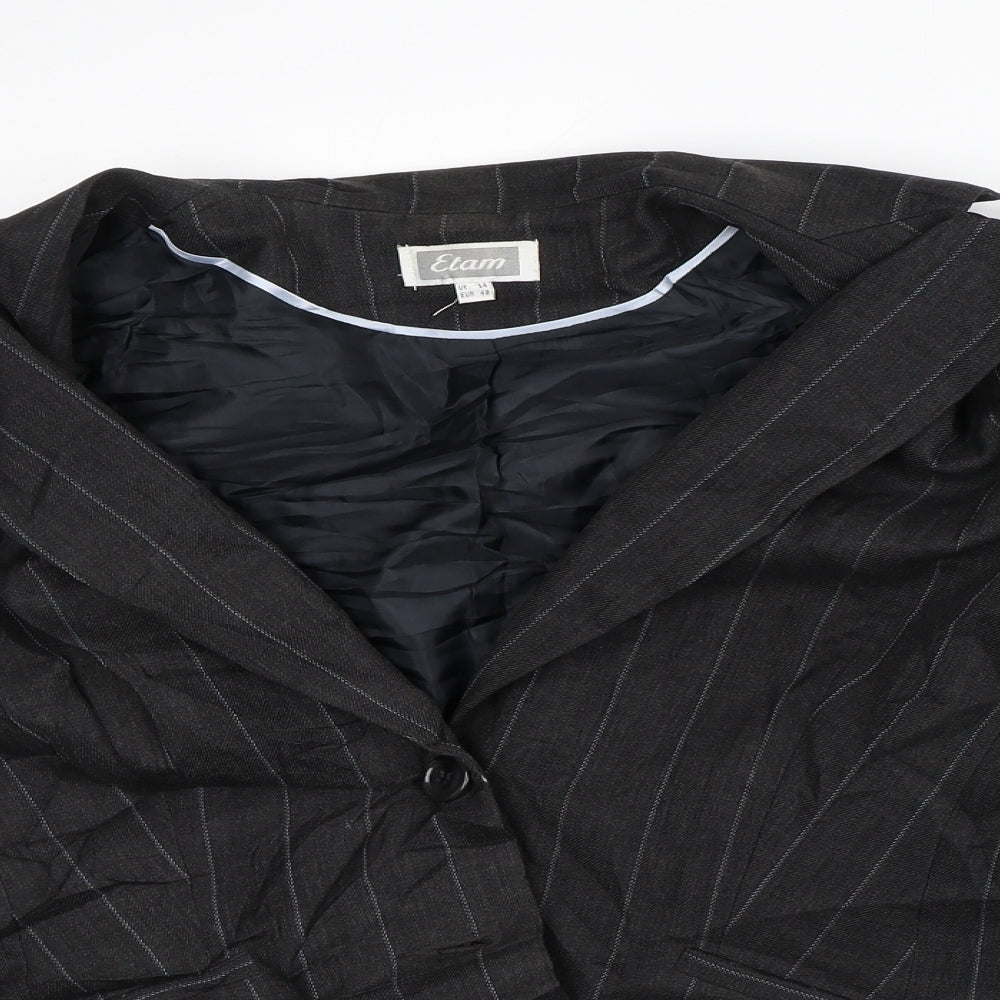 Etam Womens Grey Striped Jacket Blazer Size 14