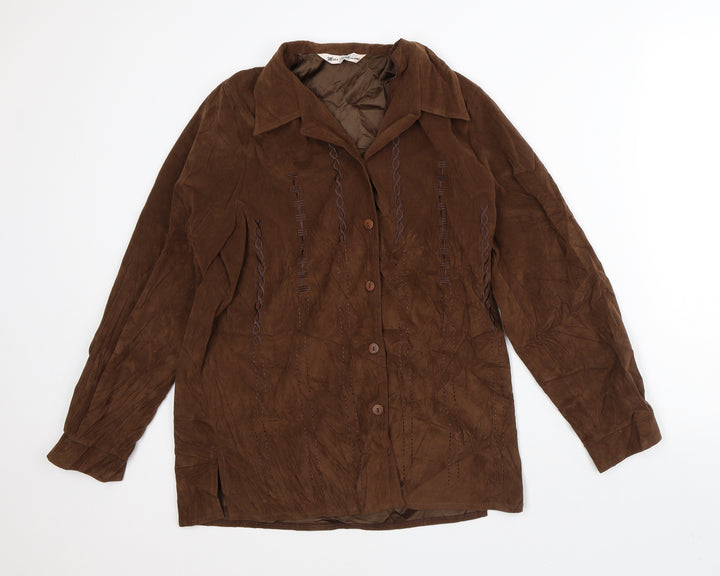 Miss Sukkimani Womens Brown Striped Jacket Blazer Size L