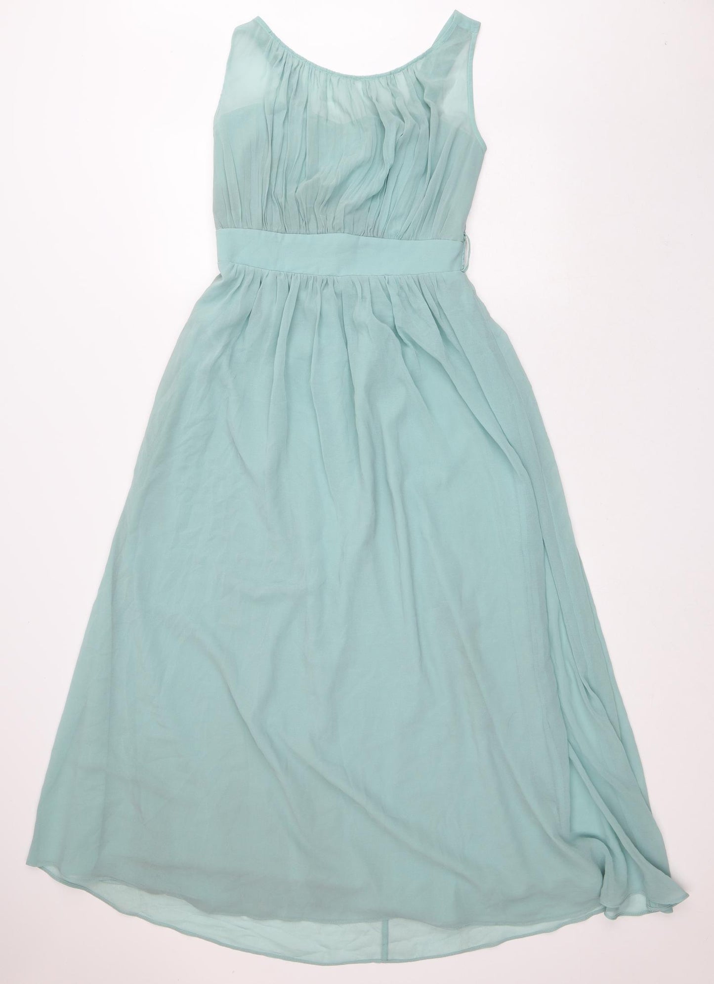 Showcase Womens Green Polyester Ball Gown Size 14 High Neck