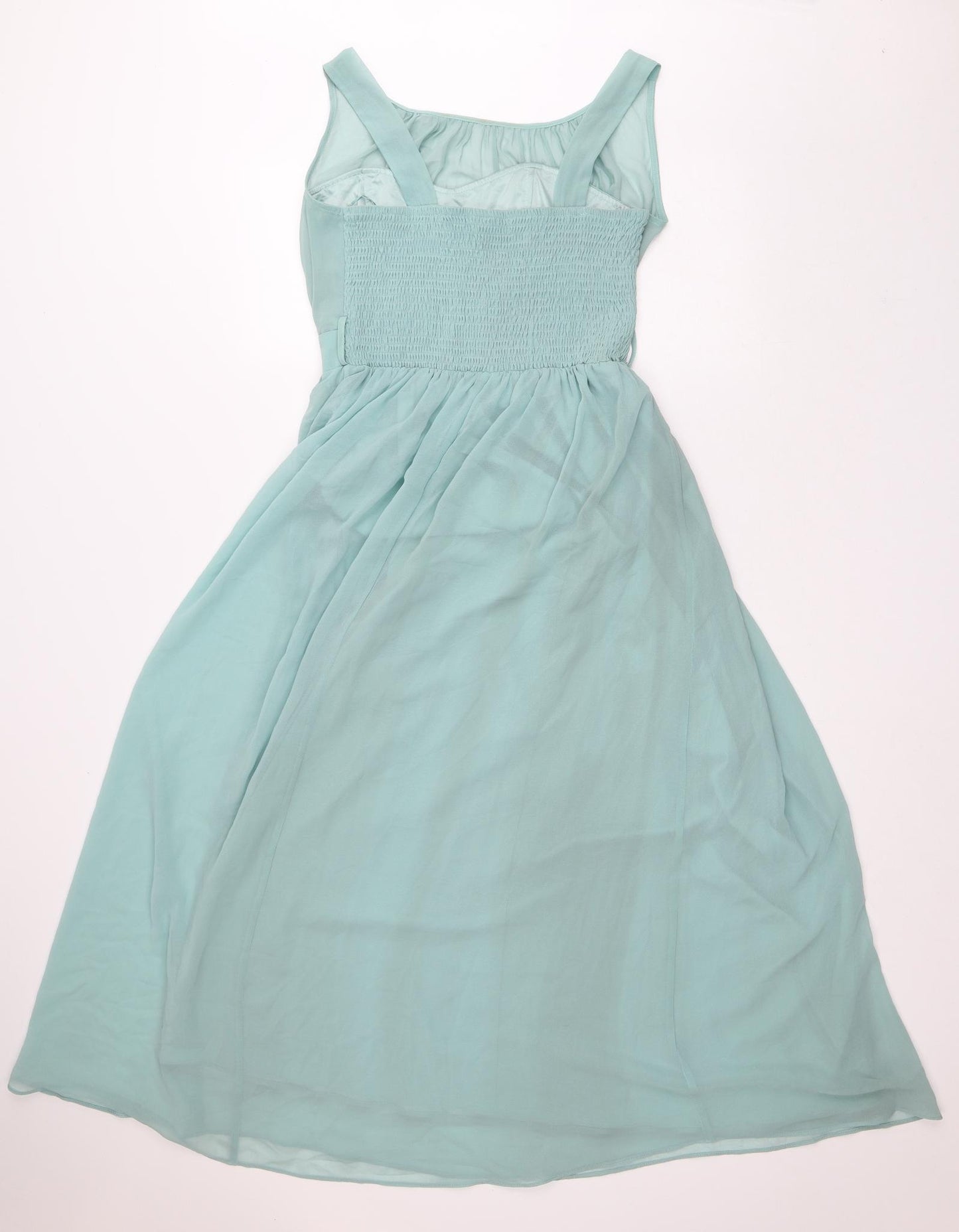 Showcase Womens Green Polyester Ball Gown Size 14 High Neck