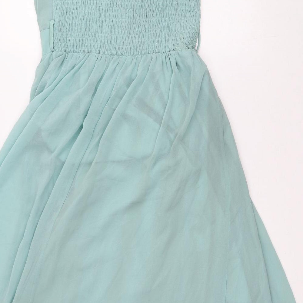 Showcase Womens Green Polyester Ball Gown Size 14 High Neck