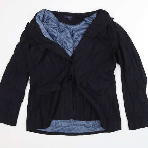 Debenhams Womens Black Striped Jacket Blazer Size 16