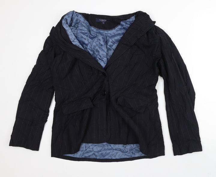 Debenhams Womens Black Striped Jacket Blazer Size 16