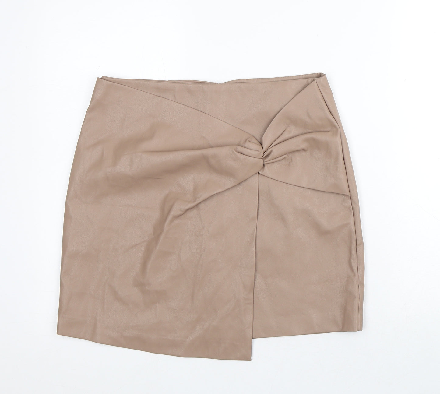Primark Womens Brown Polyurethane Straight & Pencil Skirt Size 12 - Leather Look
