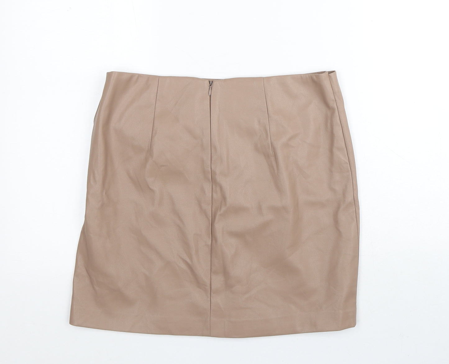 Primark Womens Brown Polyurethane Straight & Pencil Skirt Size 12 - Leather Look