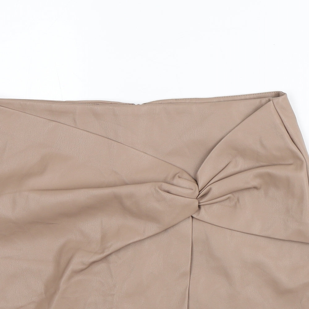 Primark Womens Brown Polyurethane Straight & Pencil Skirt Size 12 - Leather Look