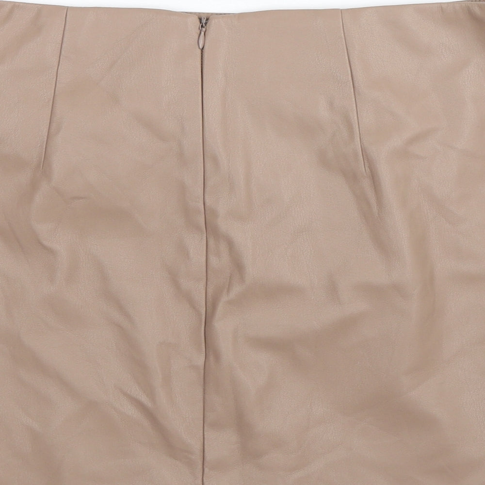 Primark Womens Brown Polyurethane Straight & Pencil Skirt Size 12 - Leather Look