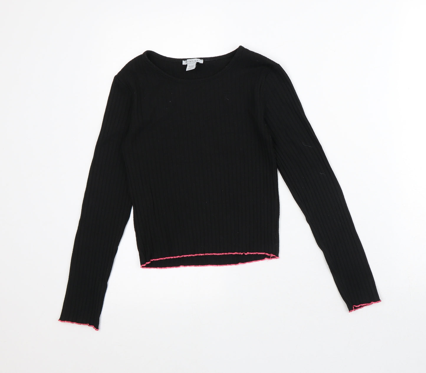 Primark Girls Black Striped Polyester Pullover Sweatshirt Size 10-11 Years