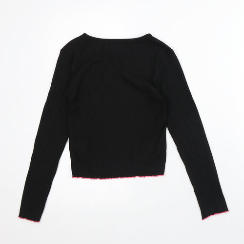 Primark Girls Black Striped Polyester Pullover Sweatshirt Size 10-11 Years