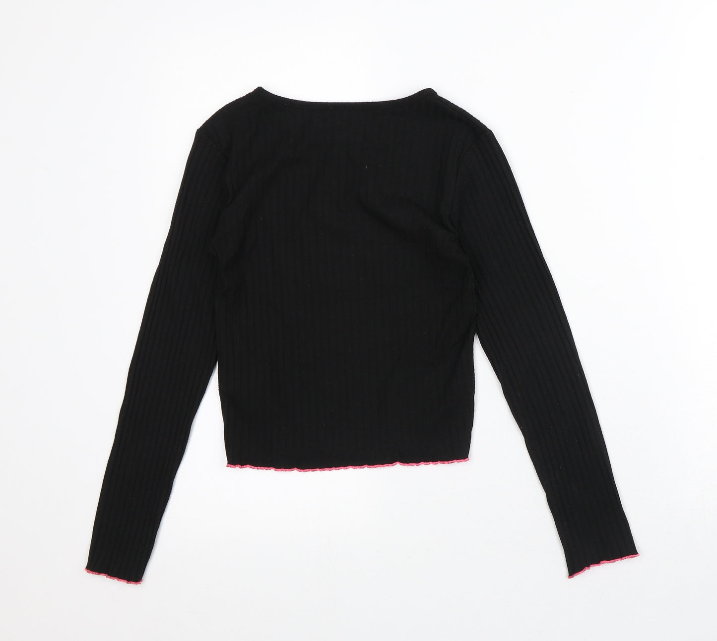 Primark Girls Black Striped Polyester Pullover Sweatshirt Size 10-11 Years