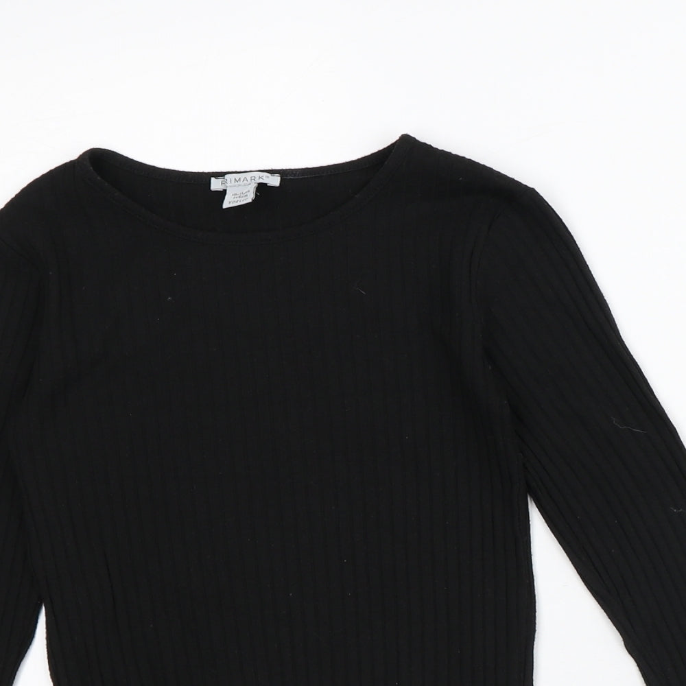 Primark Girls Black Striped Polyester Pullover Sweatshirt Size 10-11 Years
