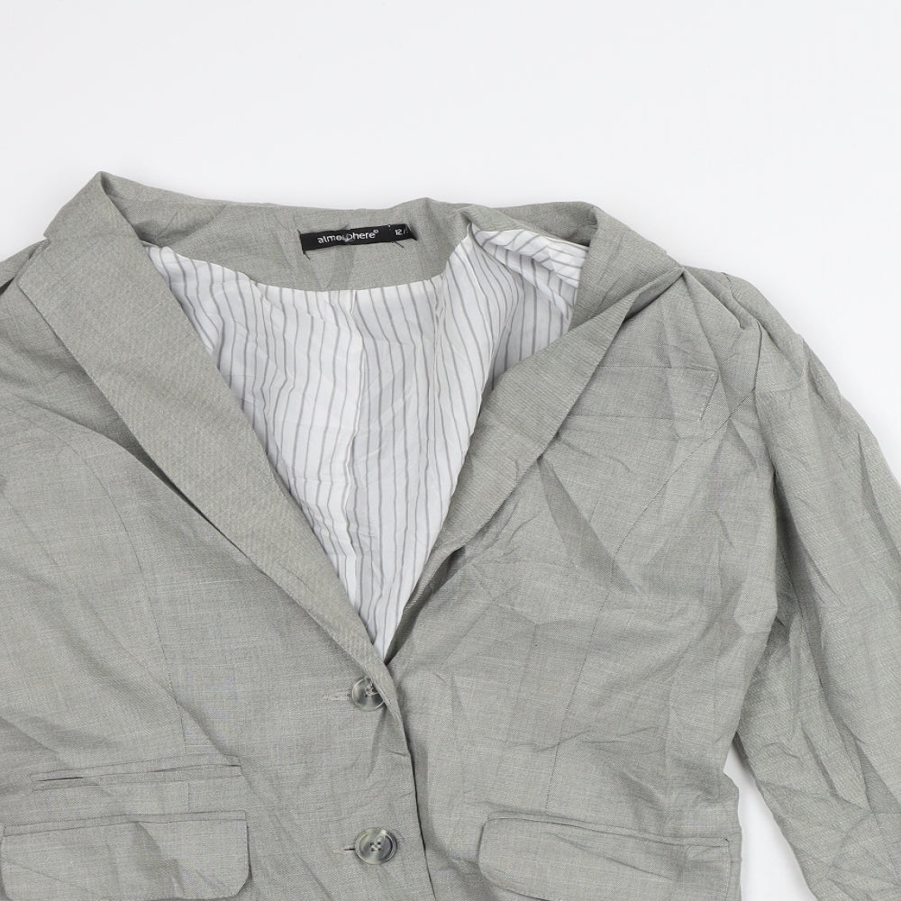 Atmosphere Womens Grey Geometric Jacket Blazer Size 12