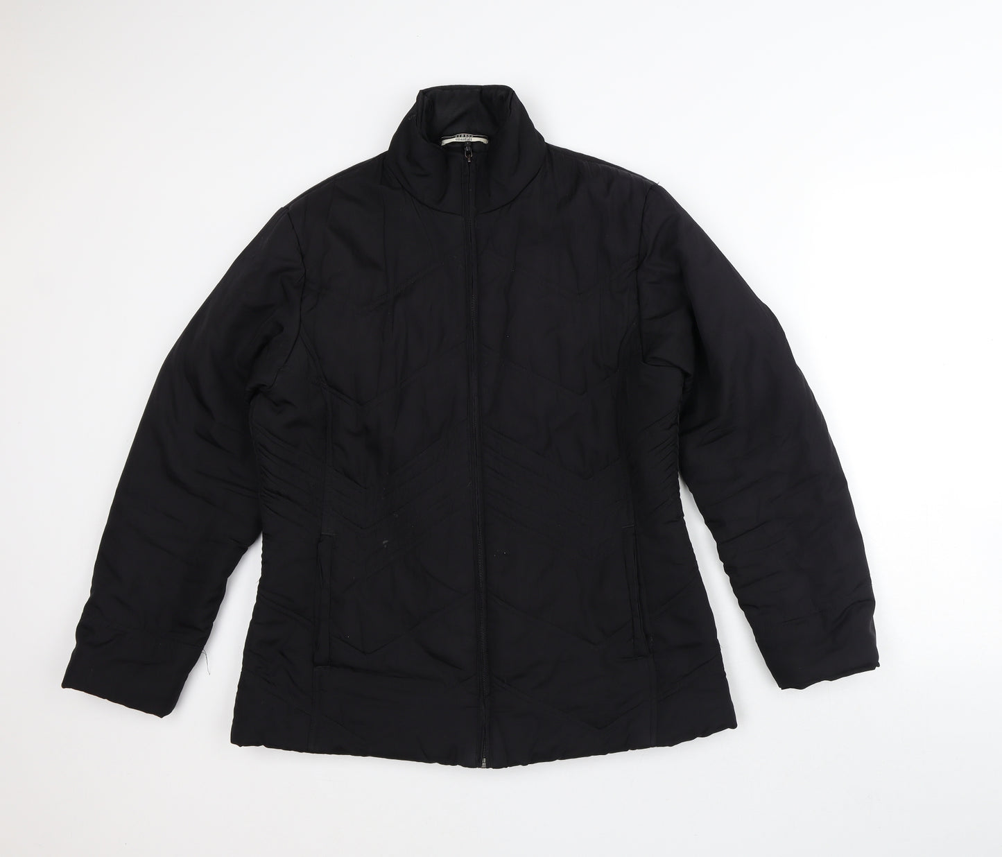 George Womens Black Quilted Coat Size 14