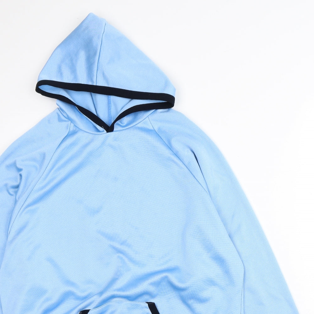 Preworn Mens Blue Nylon Pullover Hoodie Size L