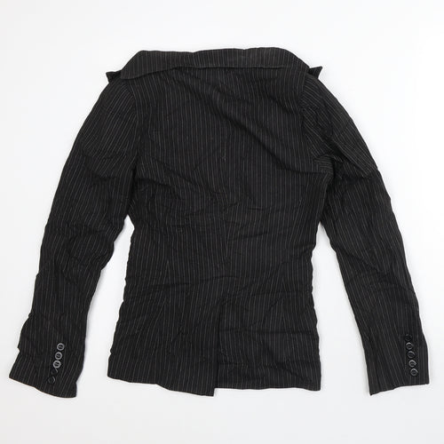 Preworn Womens Black Striped Jacket Blazer Size 8