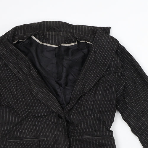 Preworn Womens Black Striped Jacket Blazer Size 8