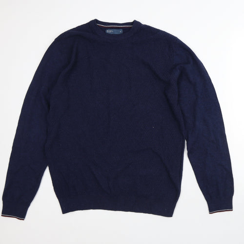 Easy Mens Blue Striped Cotton Pullover Sweatshirt Size M