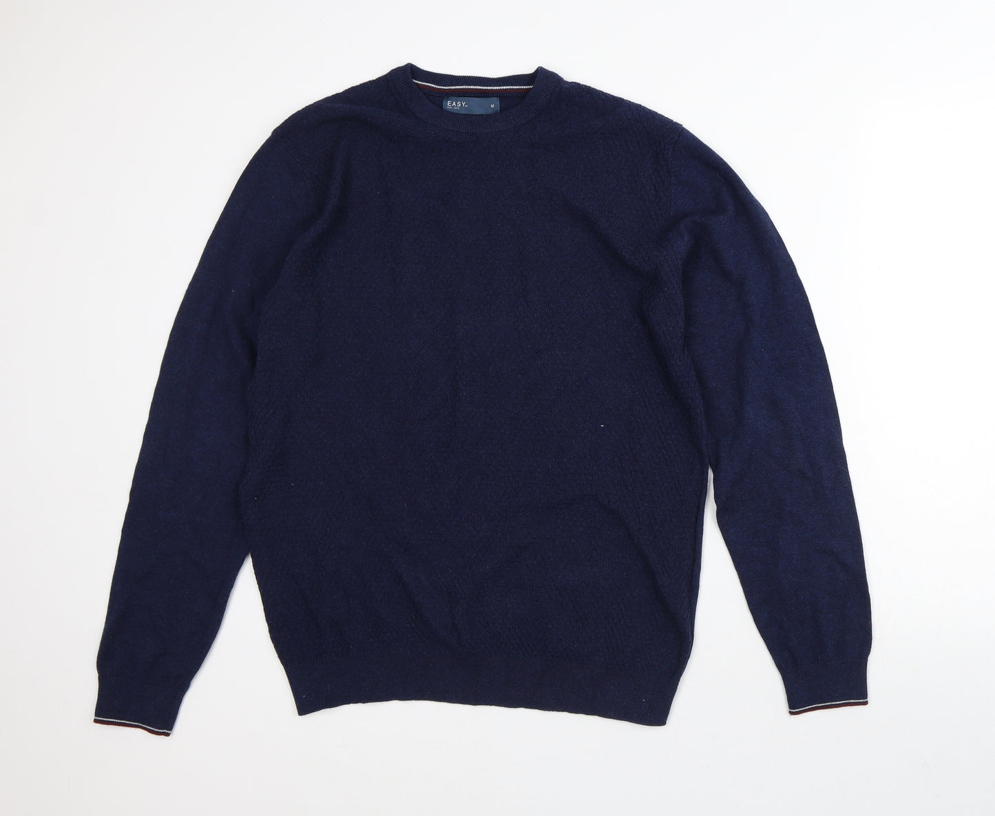 Easy Mens Blue Striped Cotton Pullover Sweatshirt Size M