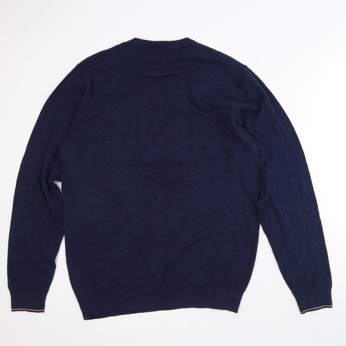 Easy Mens Blue Striped Cotton Pullover Sweatshirt Size M