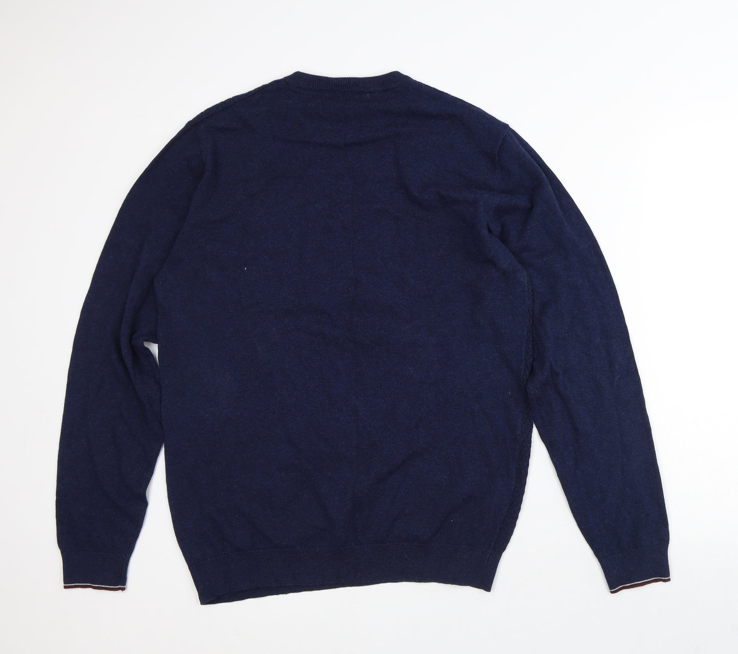 Easy Mens Blue Striped Cotton Pullover Sweatshirt Size M