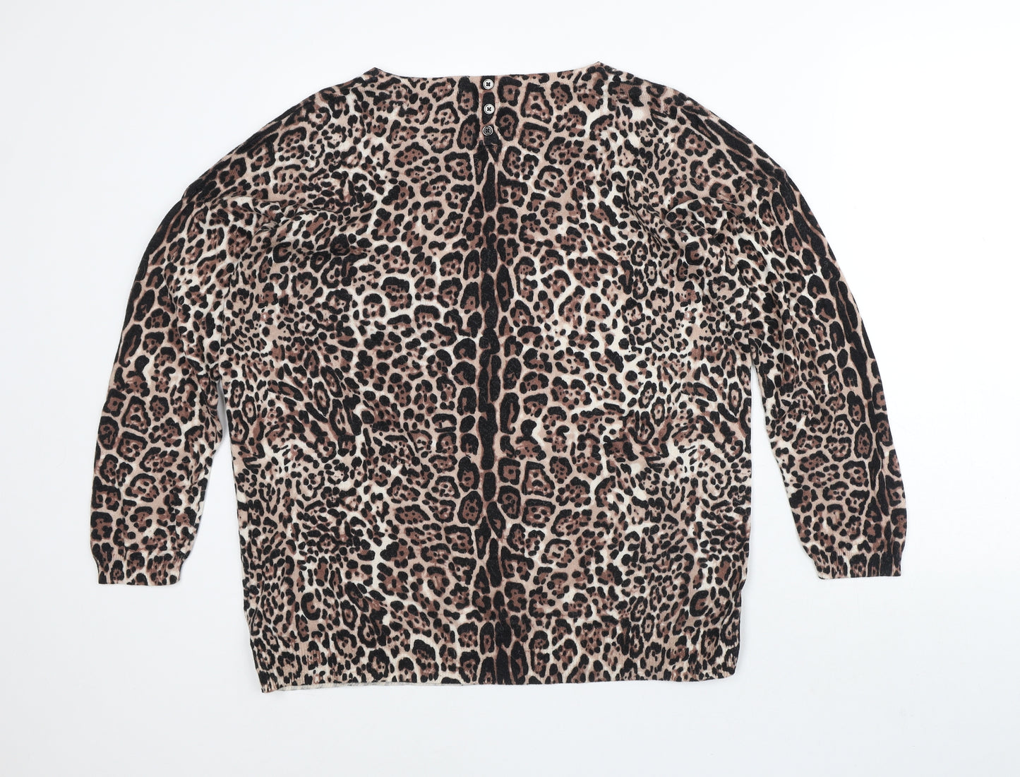 Wallis Womens Brown Animal Print Cotton Pullover Sweatshirt Size L