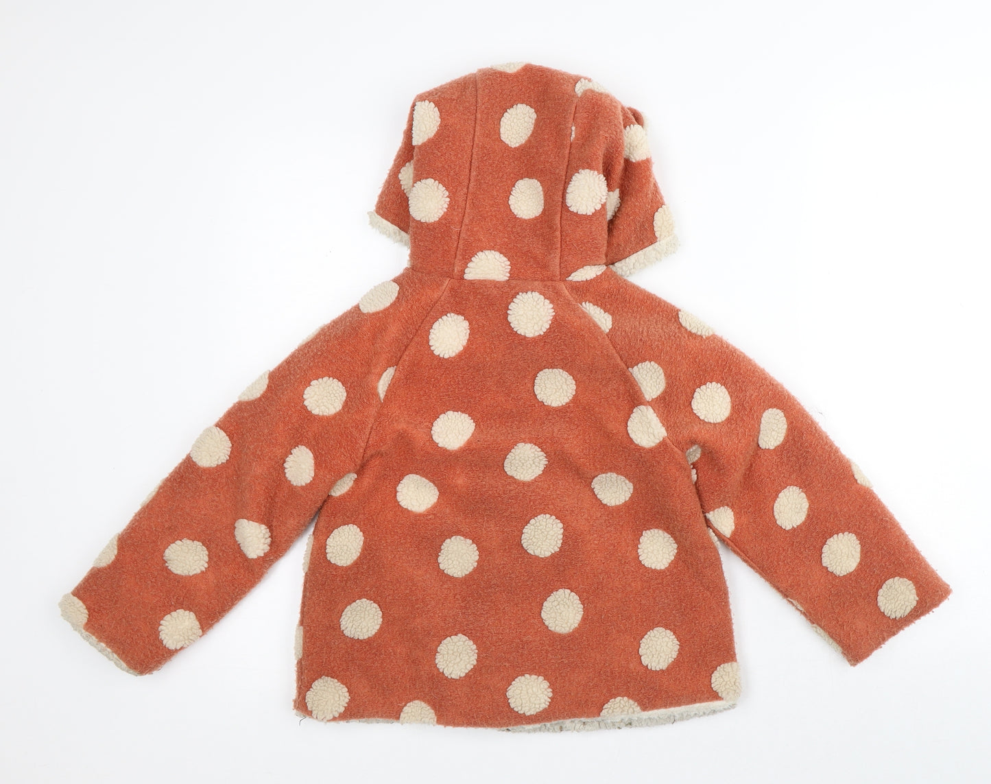 NEXT Boys Orange Polka Dot Overcoat Coat Size 6-7 Years - Teddy Bear Ears