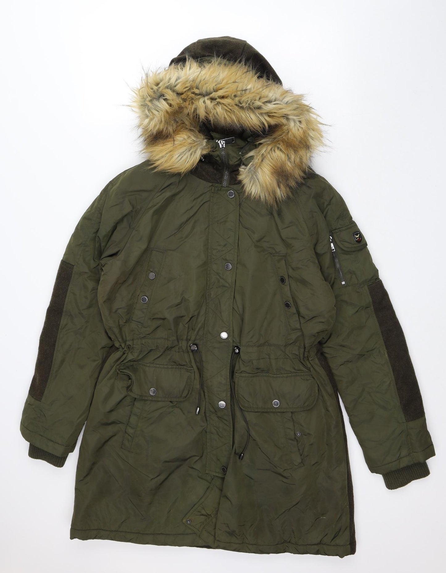 Madison Womens Green Parka Coat Size L