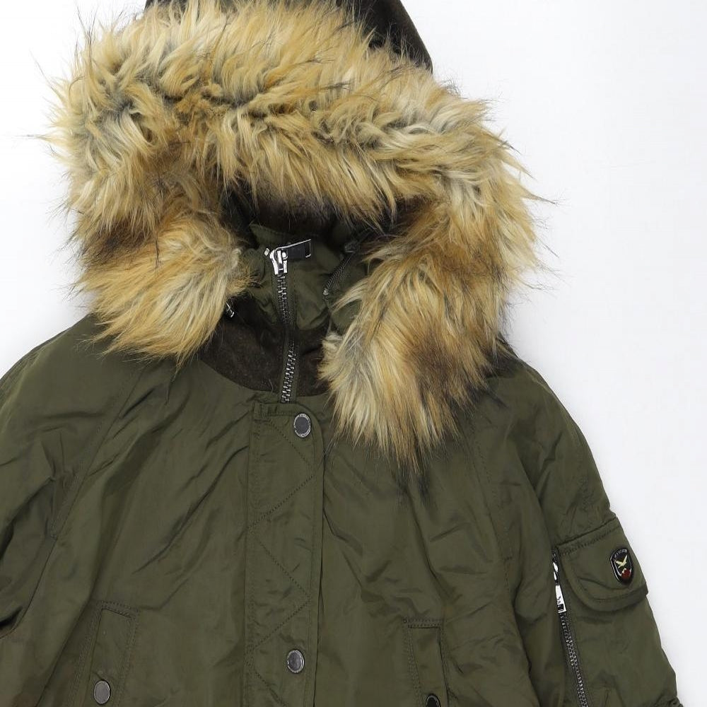 Madison Womens Green Parka Coat Size L