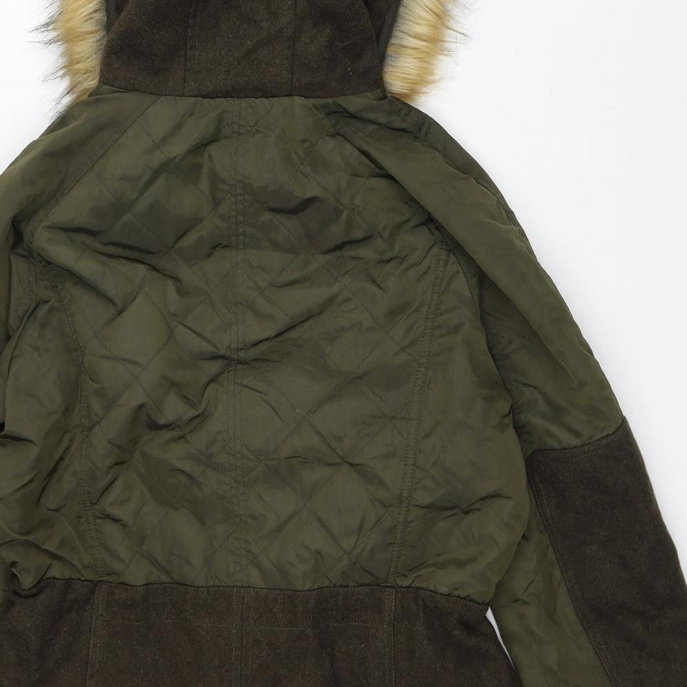Madison Womens Green Parka Coat Size L
