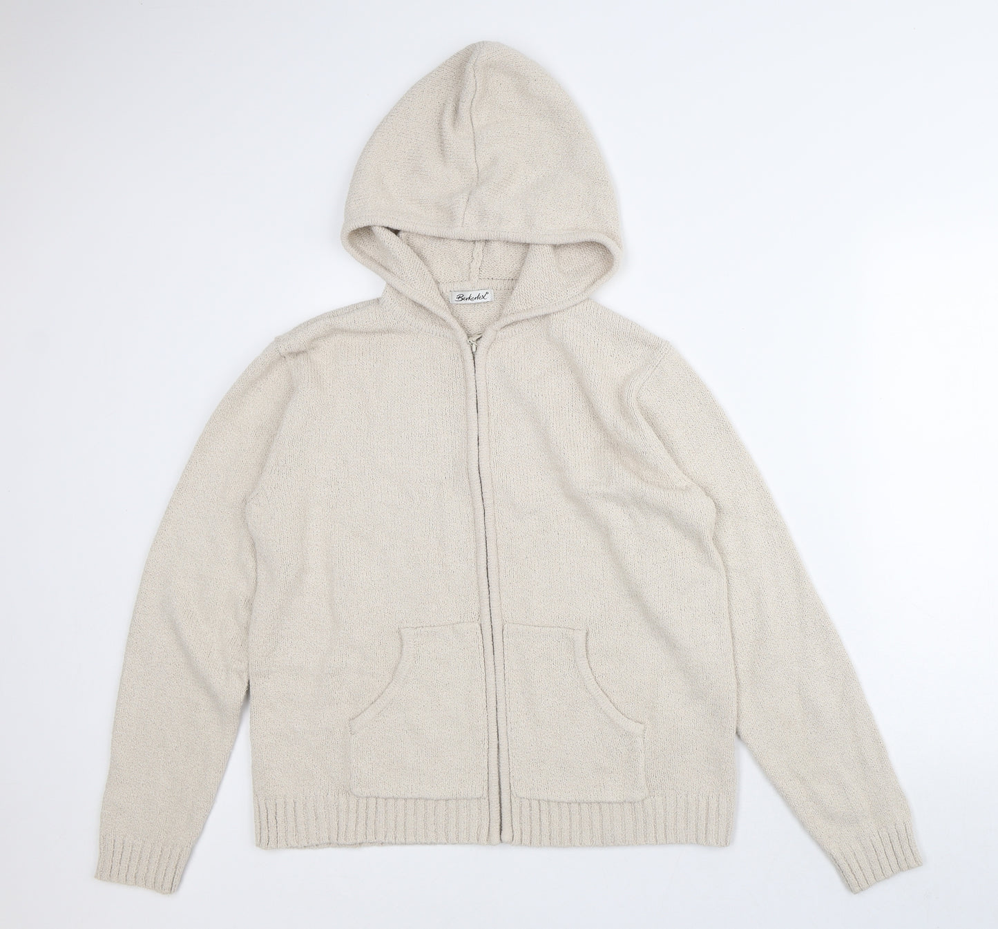 Berketex Womens Beige Acrylic Pullover Hoodie Size 14