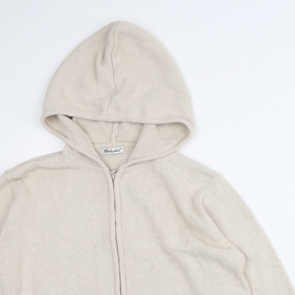 Berketex Womens Beige Acrylic Pullover Hoodie Size 14