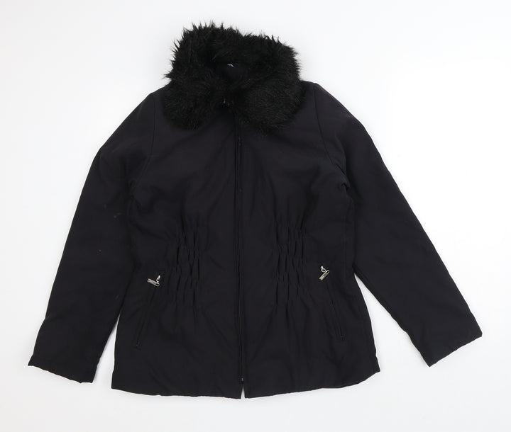 Klass Womens Black Quilted Coat Size S