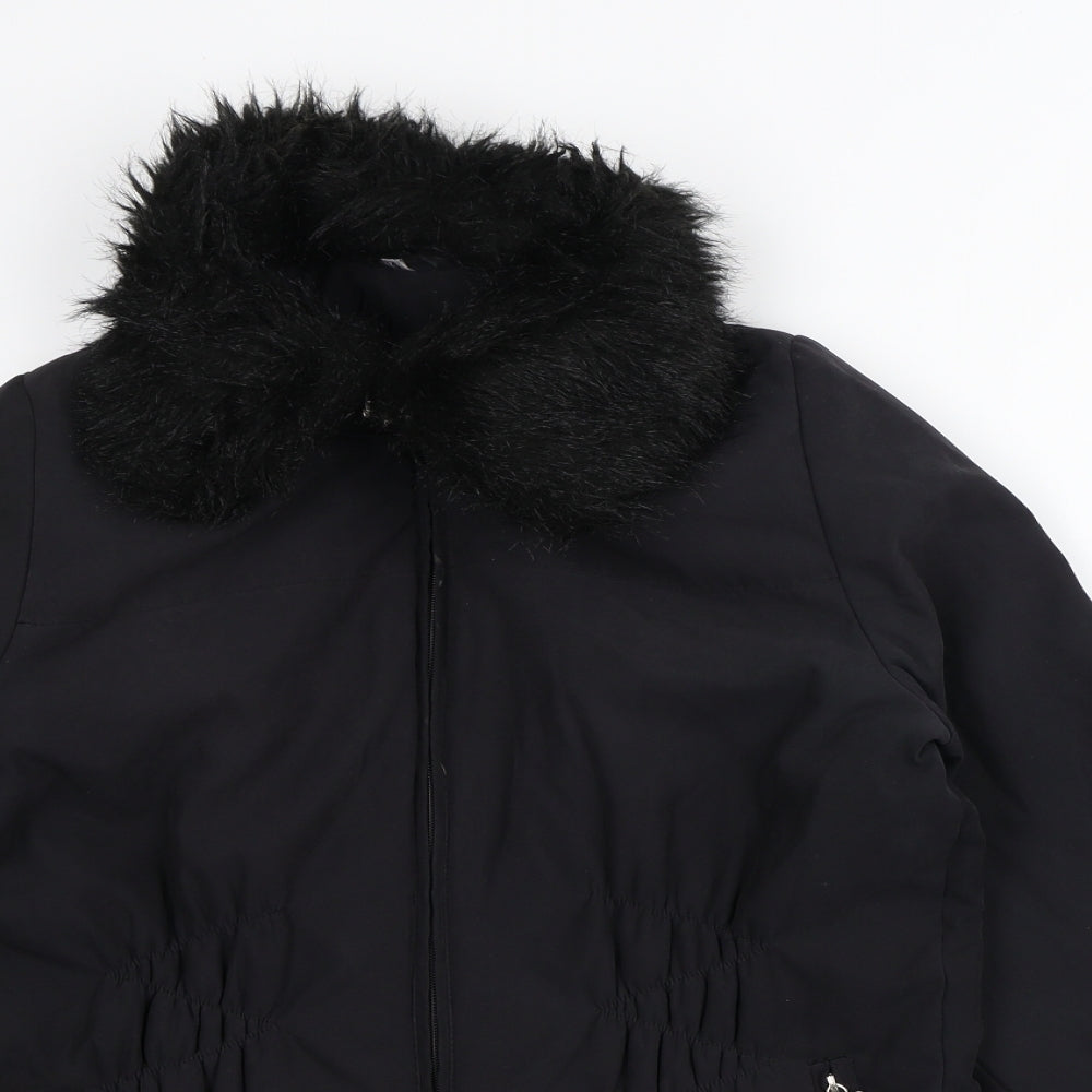Klass Womens Black Quilted Coat Size S