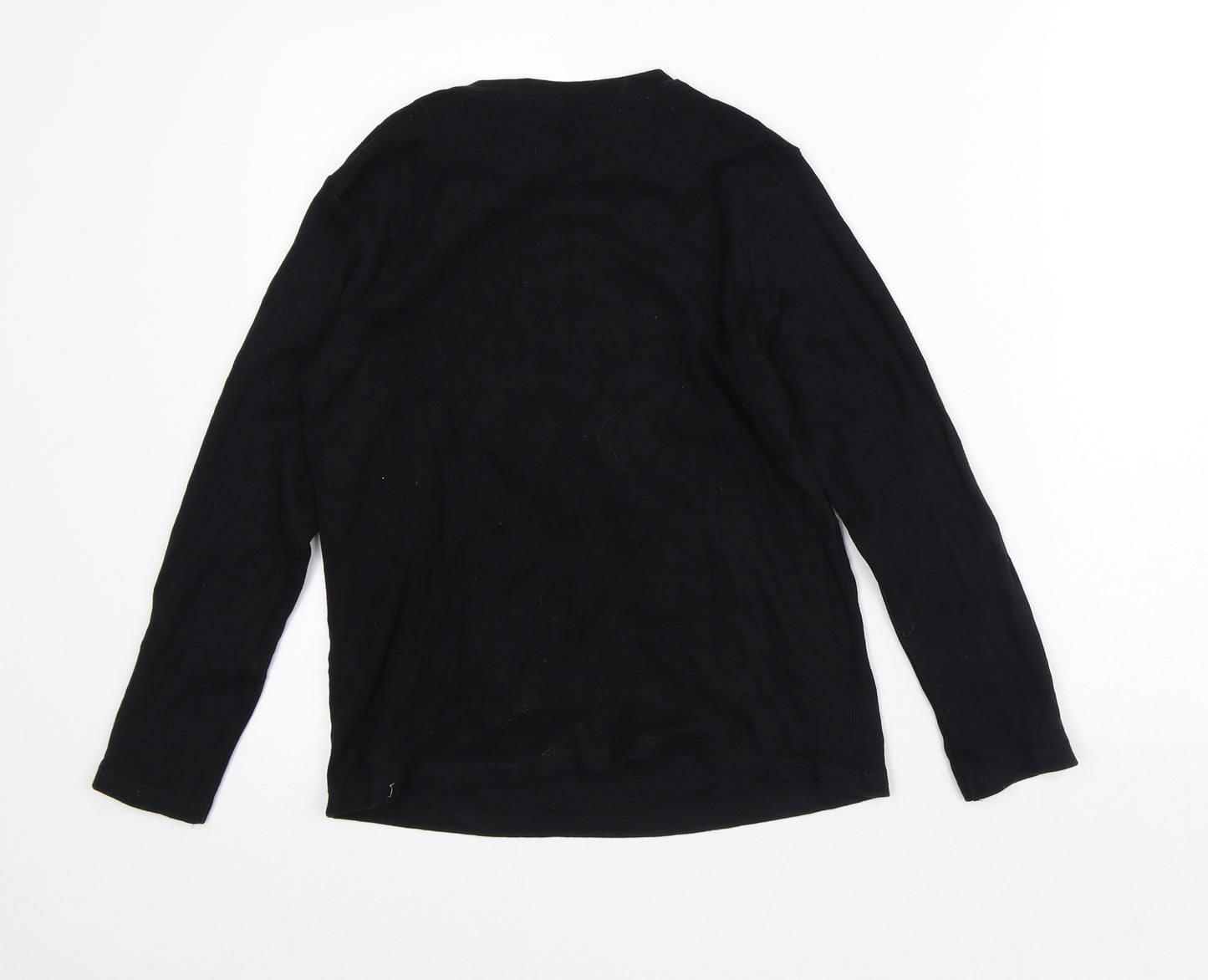Super Mario Boys Black Cotton Basic T-Shirt Size 12-13 Years Crew Neck