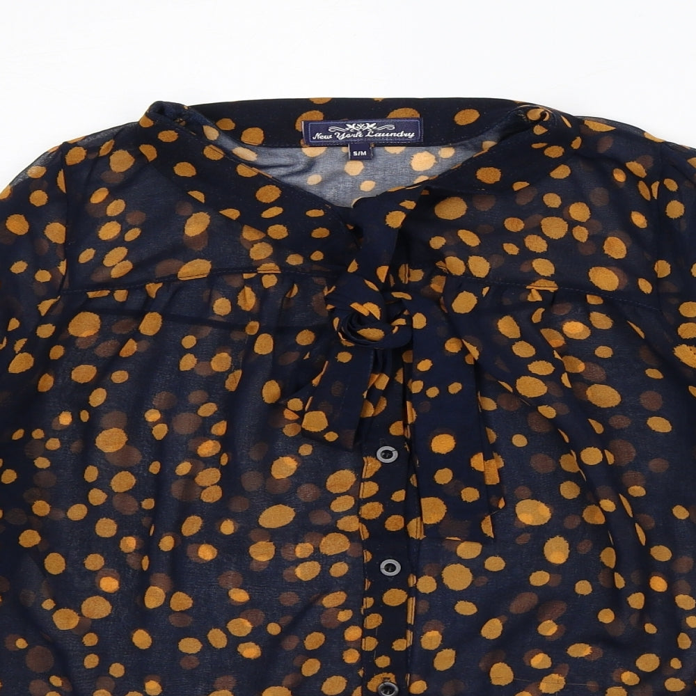 New York Laundry Womens Black Geometric Polyester Tunic Button-Up Size S Collared