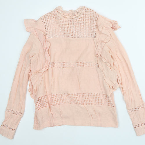 Kilky Womens Pink Polyester Basic Blouse Size M High Neck