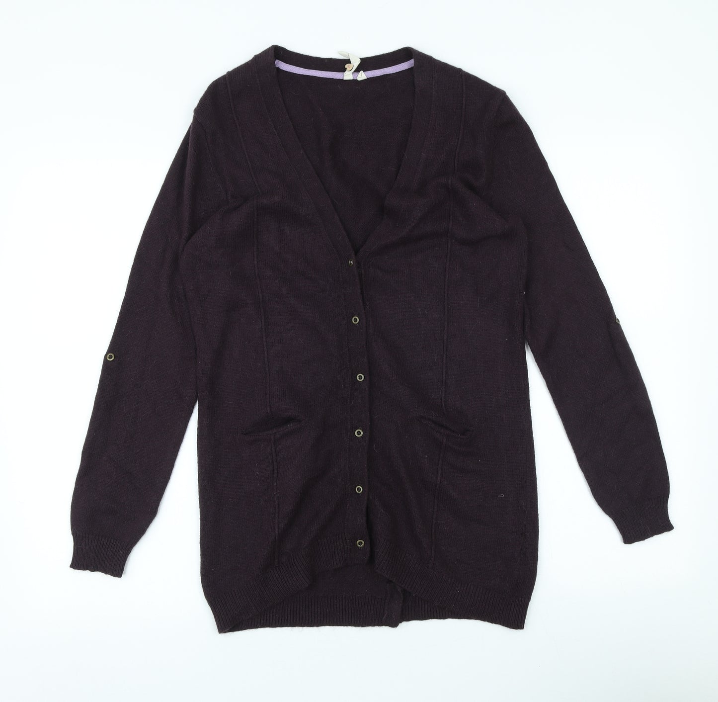 White Stuff Womens Purple V-Neck Nylon Cardigan Jumper Size 12