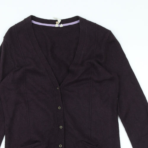 White Stuff Womens Purple V-Neck Nylon Cardigan Jumper Size 12