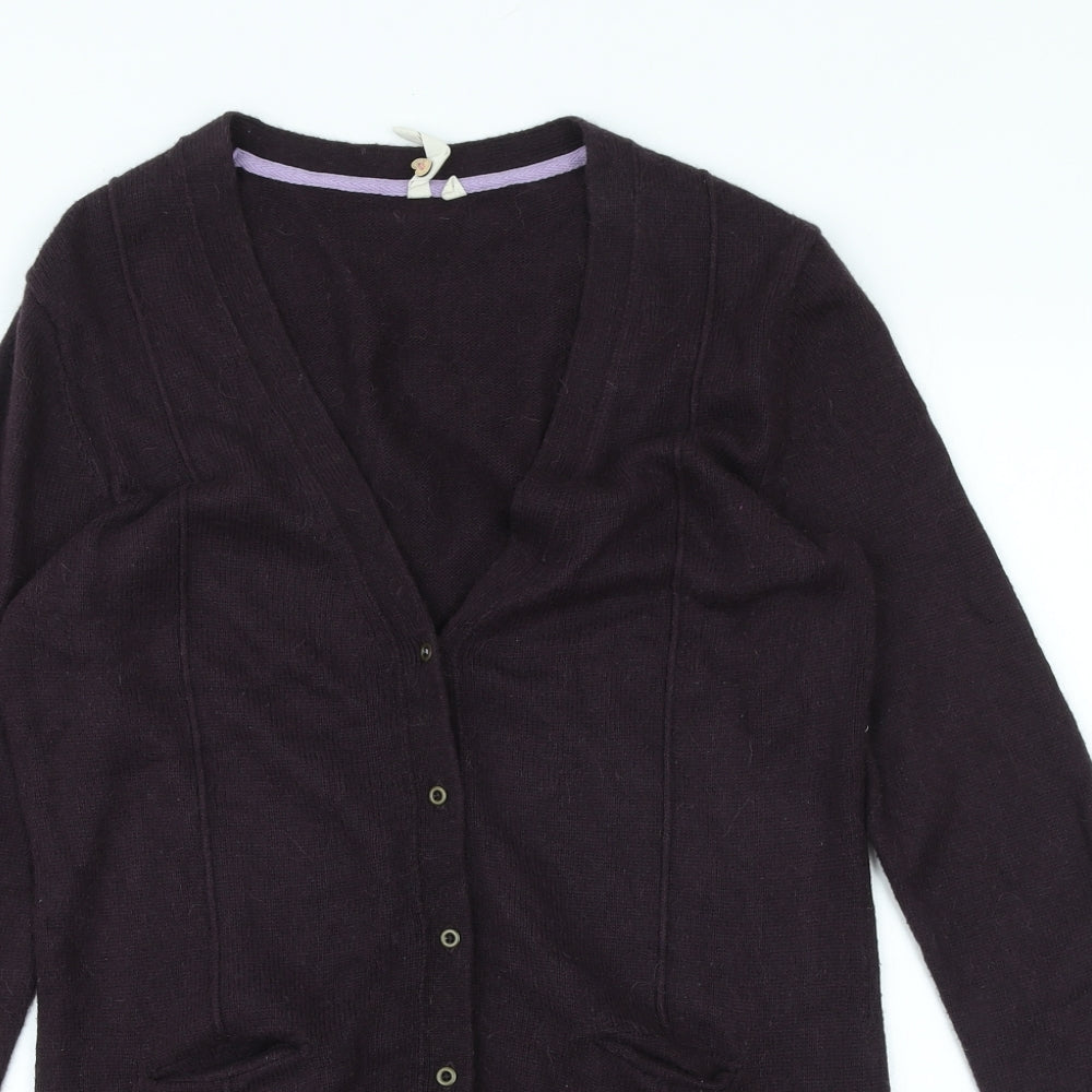 White Stuff Womens Purple V-Neck Nylon Cardigan Jumper Size 12