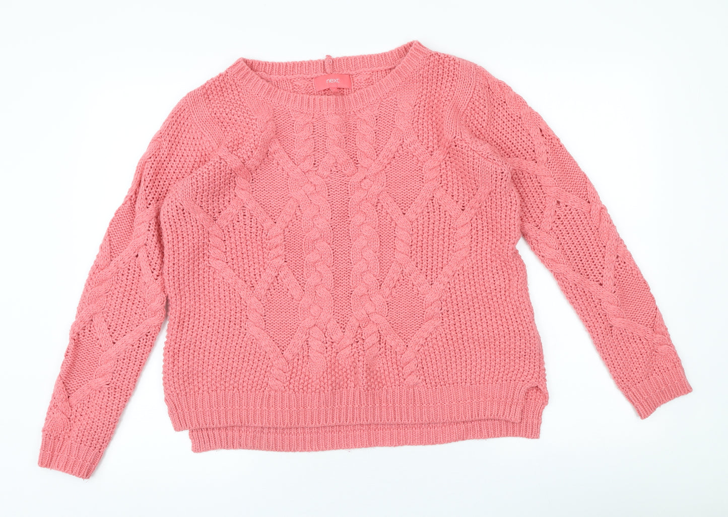 NEXT Womens Pink Scoop Neck Acrylic Pullover Jumper Size 12