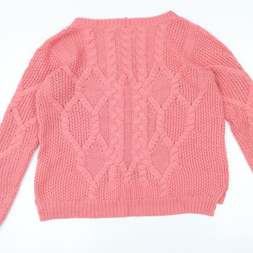 NEXT Womens Pink Scoop Neck Acrylic Pullover Jumper Size 12