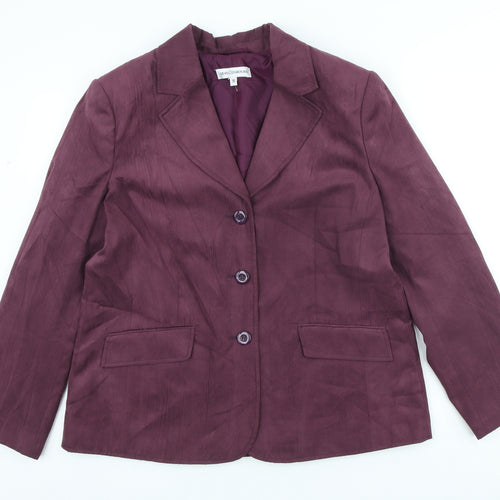 Gray&Osbourn Womens Purple Polyester Jacket Blazer Size 16