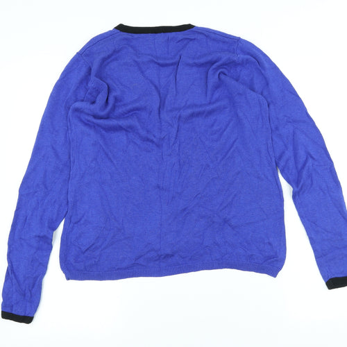 Alba Moda Womens Blue V-Neck Viscose Cardigan Jumper Size 12