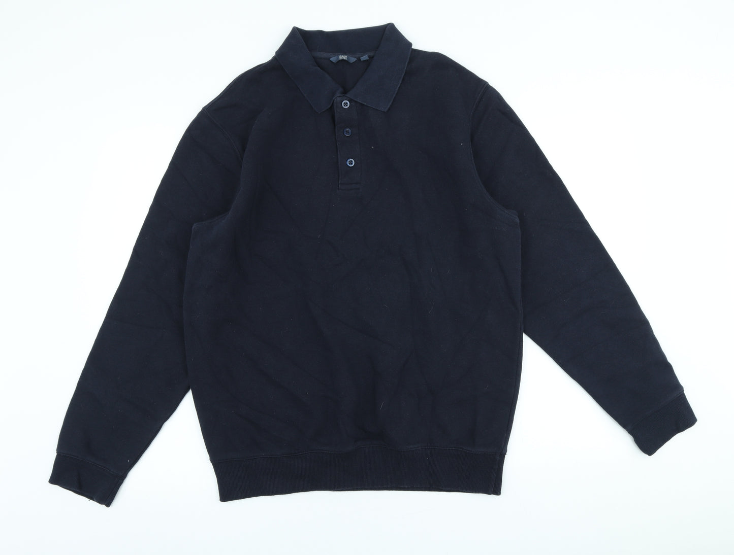 Easy Mens Blue Cotton Pullover Sweatshirt Size M