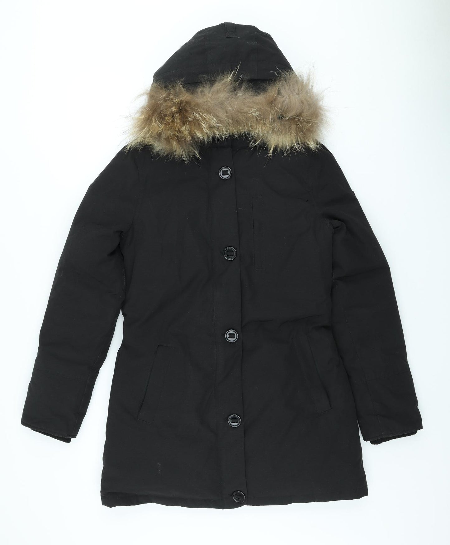 Firetrap Womens Black Parka Coat Size 8