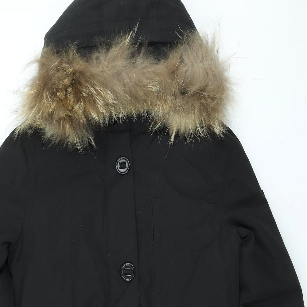 Firetrap Womens Black Parka Coat Size 8