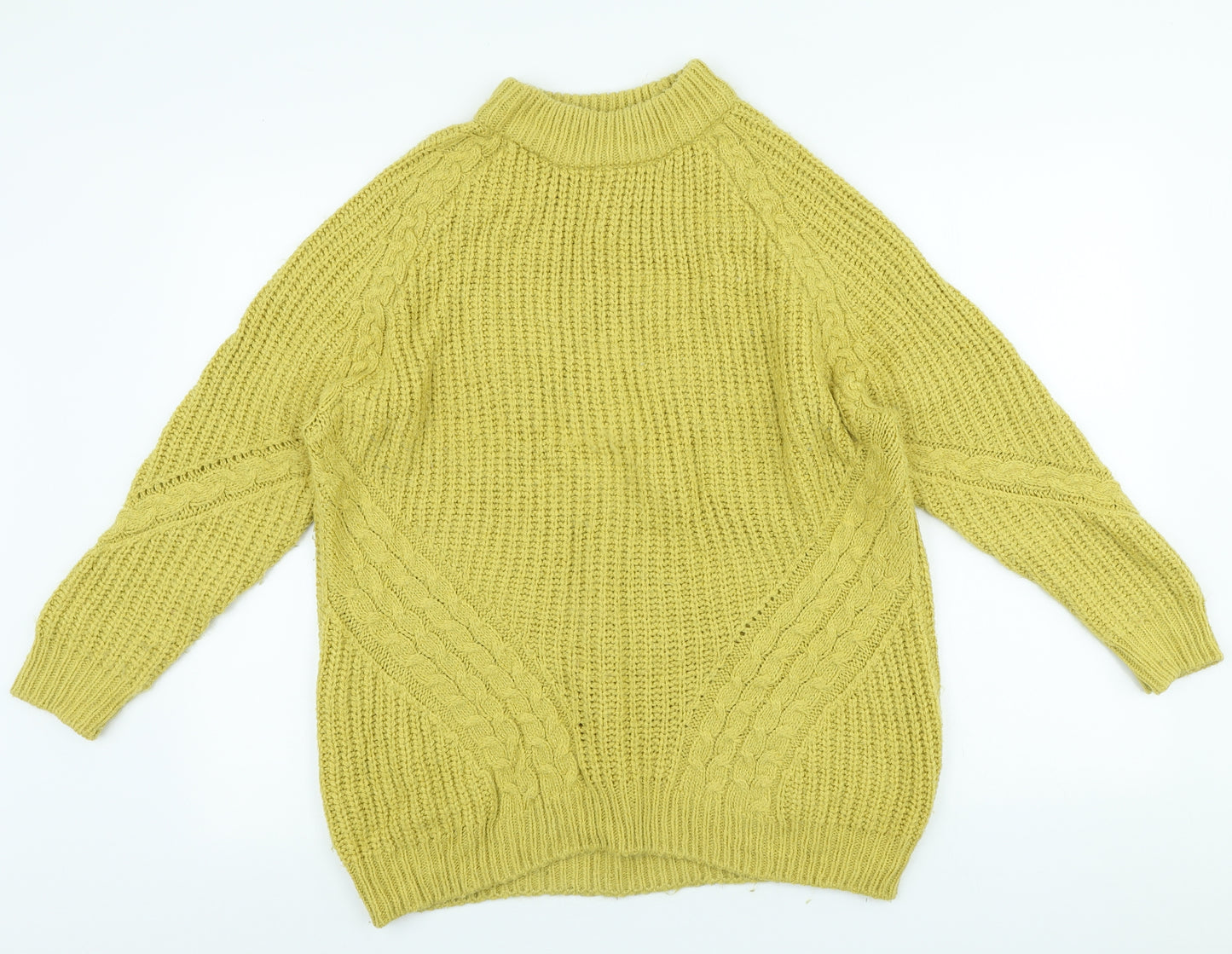 Papaya Womens Yellow High Neck Acrylic Pullover Jumper Size M