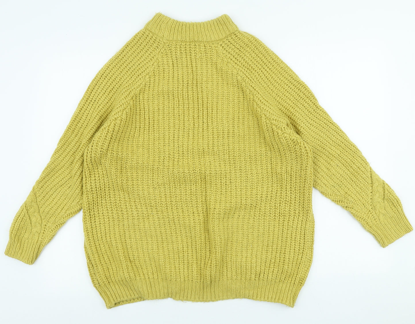Papaya Womens Yellow High Neck Acrylic Pullover Jumper Size M