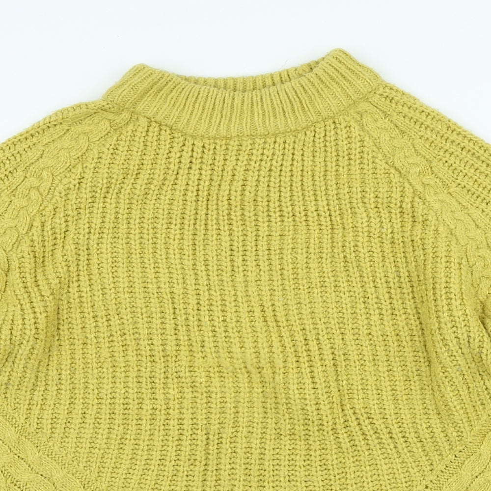 Papaya Womens Yellow High Neck Acrylic Pullover Jumper Size M