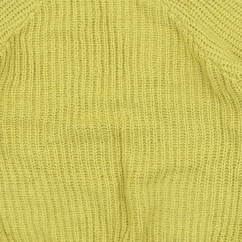 Papaya Womens Yellow High Neck Acrylic Pullover Jumper Size M
